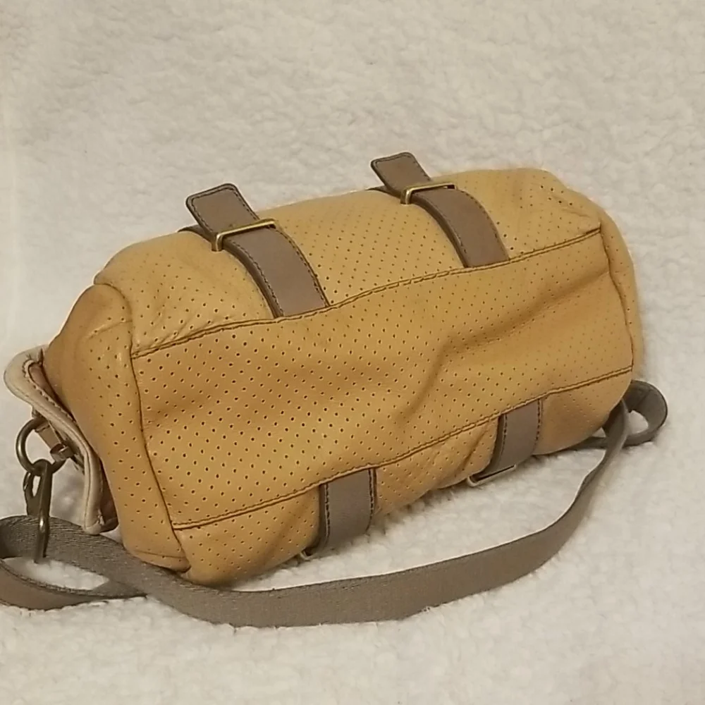 RARE Fossil Mason Satchel Bag Rare Genuine Leather Perforated Speedy Y2K Purse